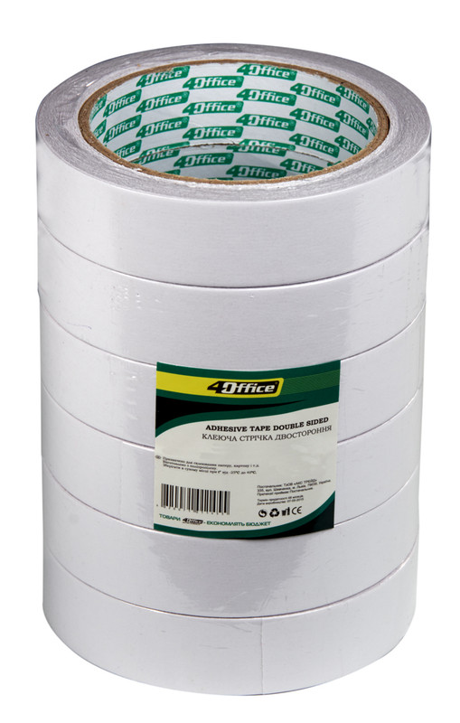 Клейка стрічка канцелярська 4OFFICE двостороння (4-382), 12мм х 10м, прозора